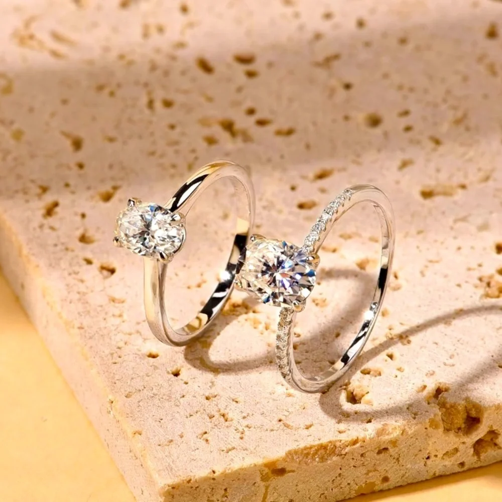 Solitaire Moissanite💍 1.5 Carats Halo Oval Cut Wedding Engagement Promis… - Picture 7 of 10